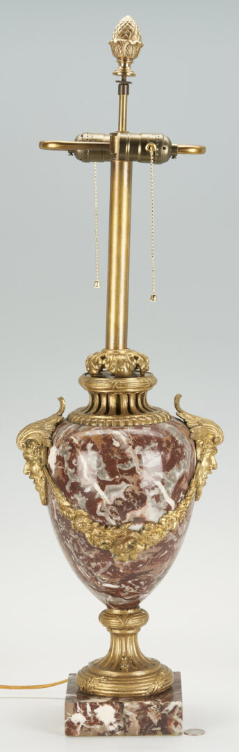 Lot 1017: French Rouge Marble Gilt Bronze Bacchus Lamp