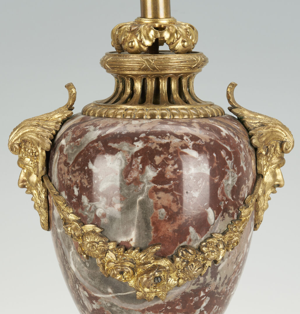 Lot 1017: French Rouge Marble Gilt Bronze Bacchus Lamp