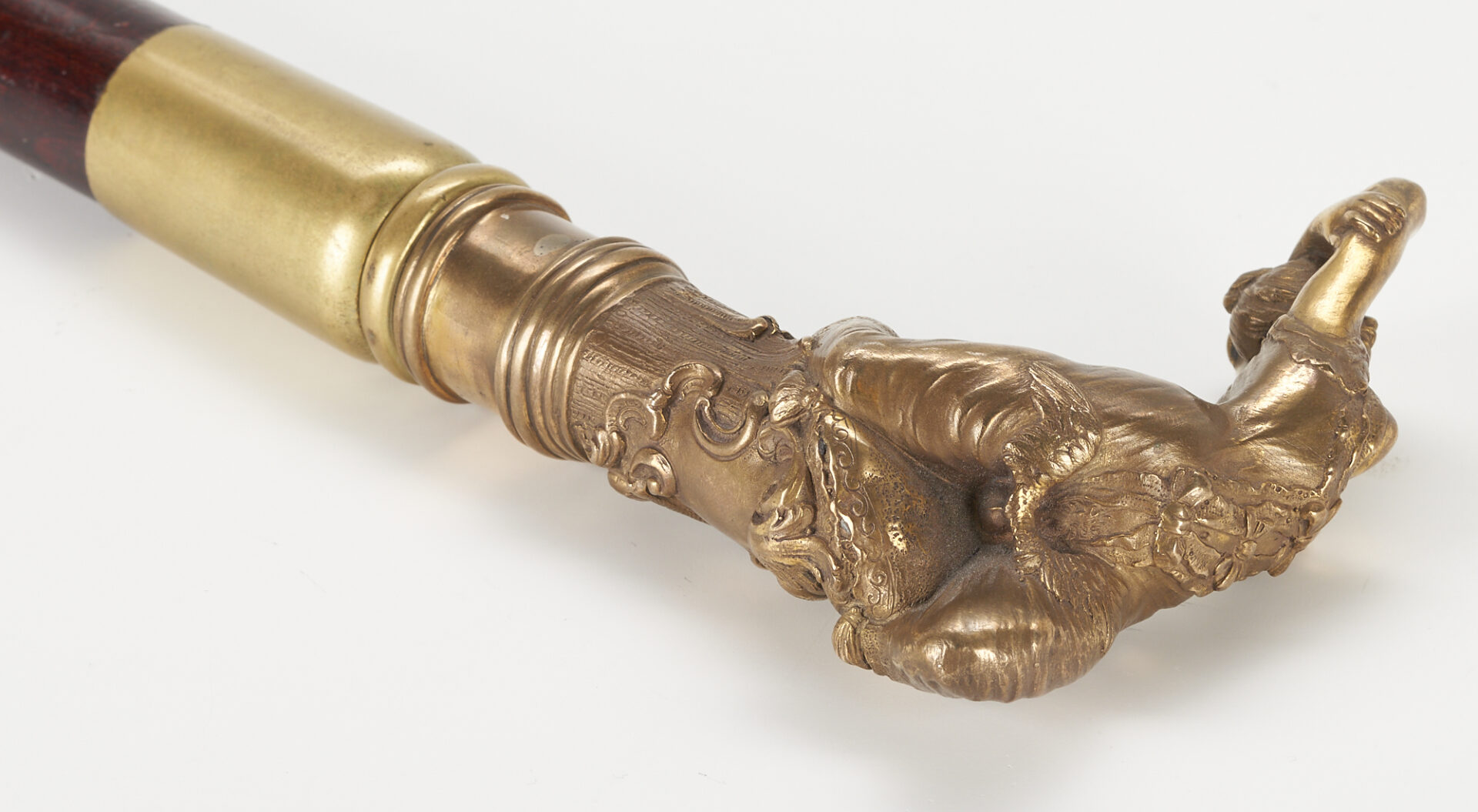 Lot 1028: Art Nouveau Bronze Handled Erotica Walking Stick