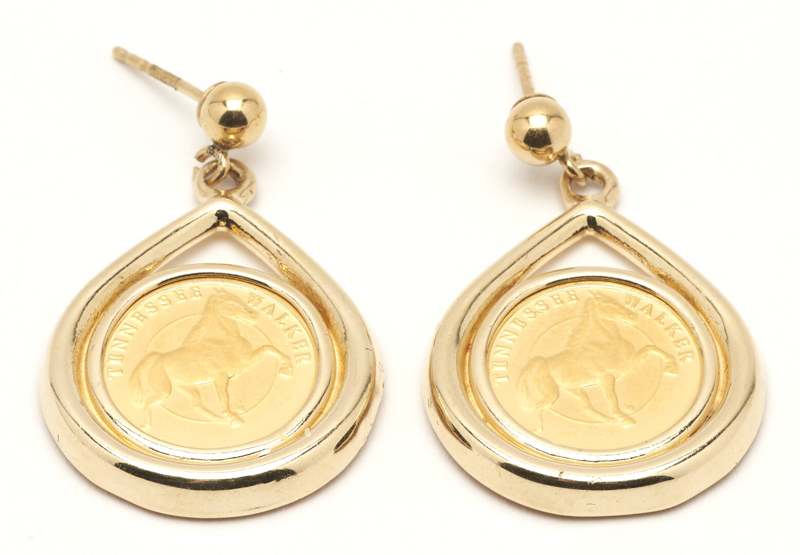 Lot 1048: TN Walking Horse Gold Coin Ring & Earrings Set