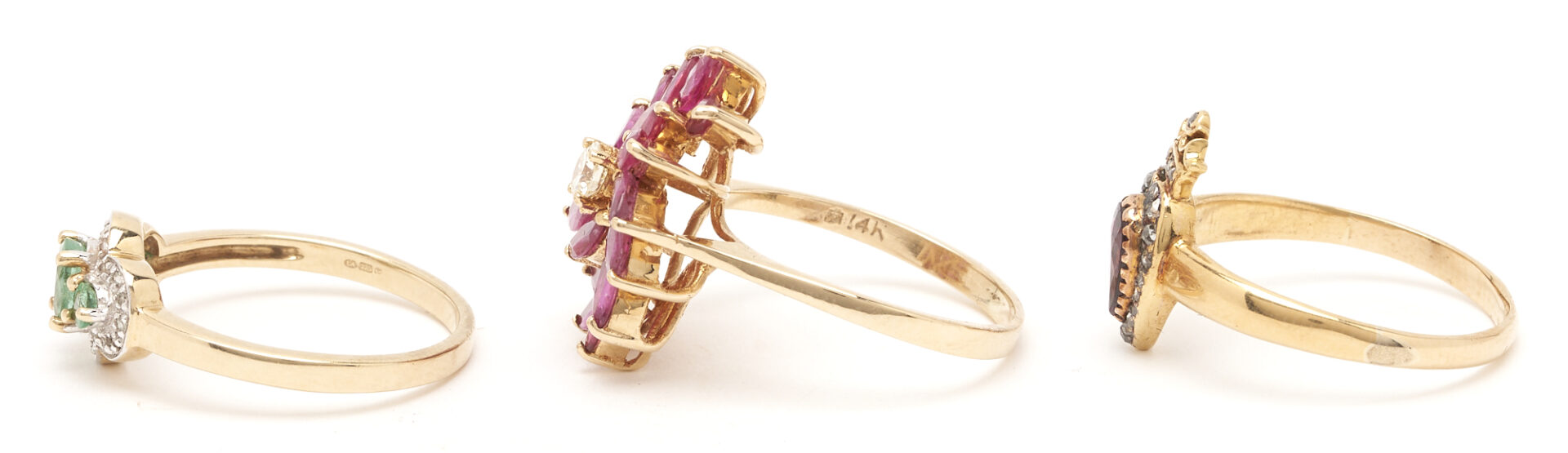 Lot 1056: 3 Ladies Gold & Gemstone Fashion Rings