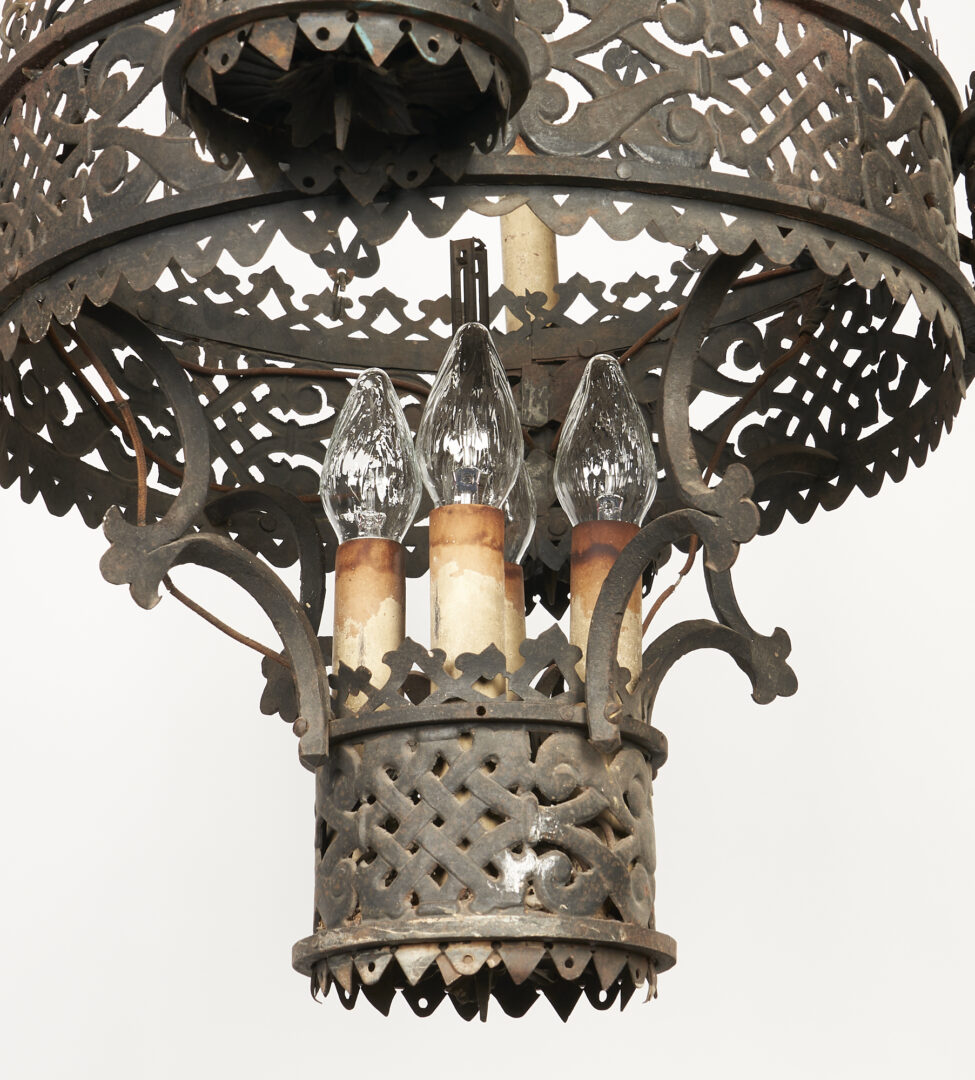 Lot 1060: Gothic Style Wrought Iron Pierced 8-Light Chandelier, 19th Century