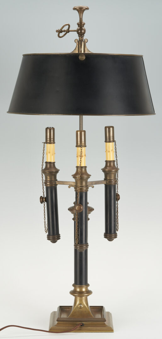 Lot 1061: Chapman Bouillotte Brass Lamp with Black Tole Shade