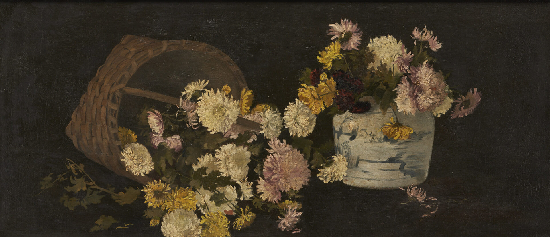 Lot 1062: American School O/C Still Life Painting with Flowers