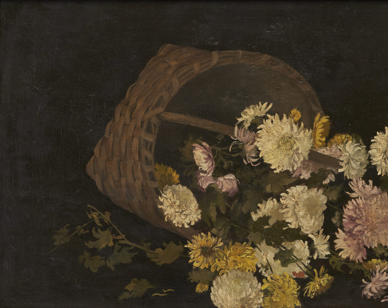 Lot 1062: American School O/C Still Life Painting with Flowers