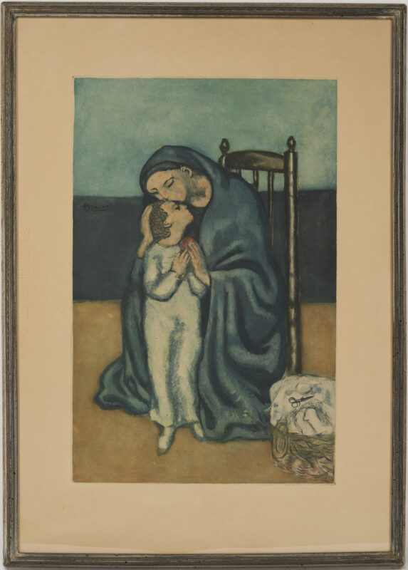Lot 1075: J. Villon Aquatint Etching After Picasso. Mother and Child