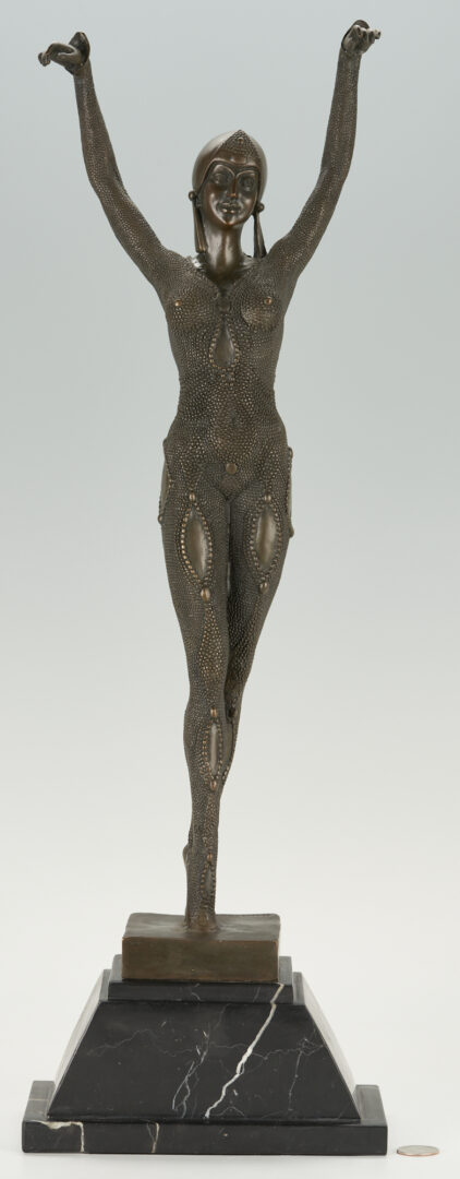 Lot 1078: Art Deco Bronze Sculpture of Dancer, after Chiparus, Dourga