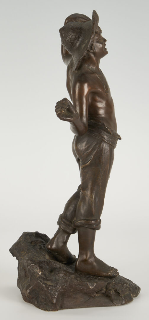 Lot 1079: Italian Bronze Sculpture of Boy by Thomas Campaiola, Napoli Foundry