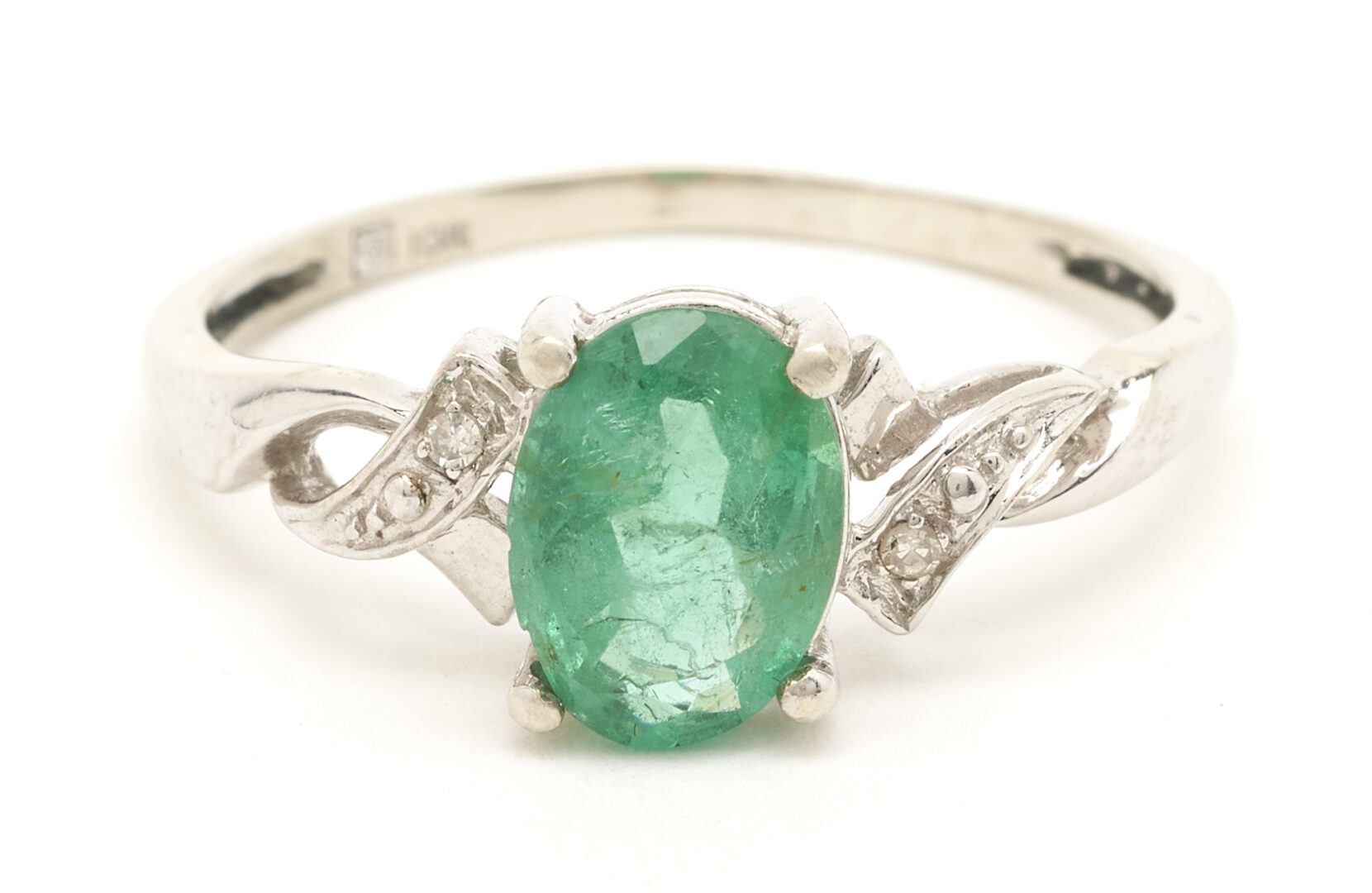 Lot 1126: Ladies Gold & Silver Jewelry Set w/ Emeralds & Diamonds