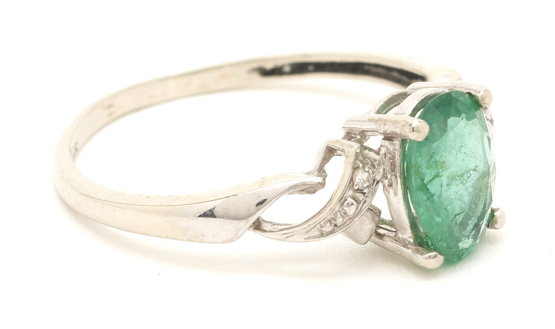 Lot 1126: Ladies Gold & Silver Jewelry Set w/ Emeralds & Diamonds