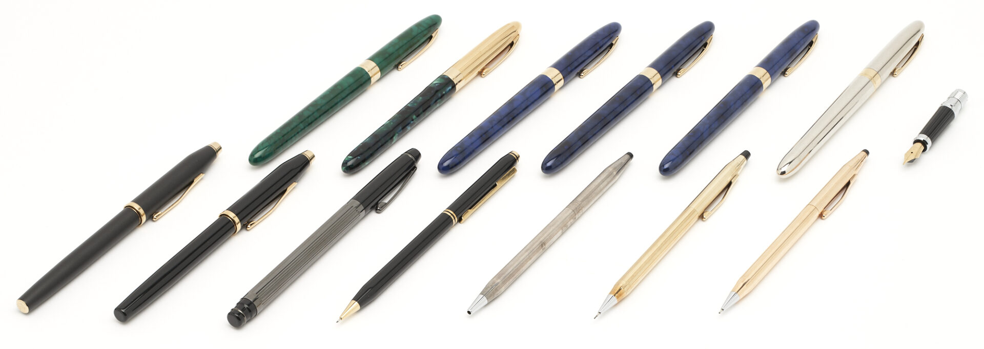 Lot 1134: Collection of 6 Sheaffer Fountain Pens & 8 Cross Writing Instruments