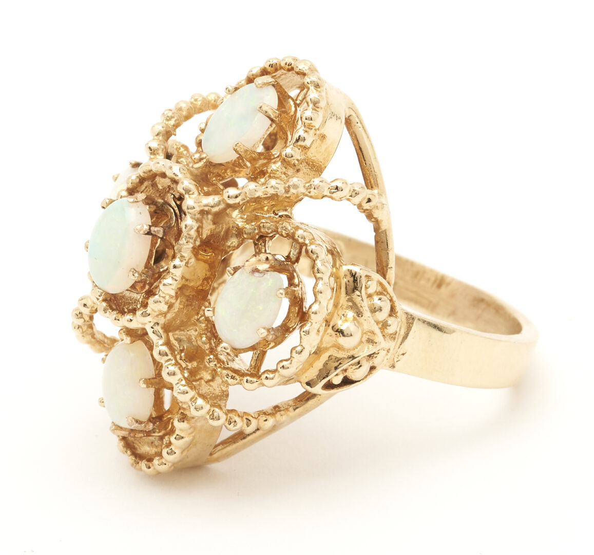 Lot 1136: Ladies 14K Gold & Opal Cocktail Ring