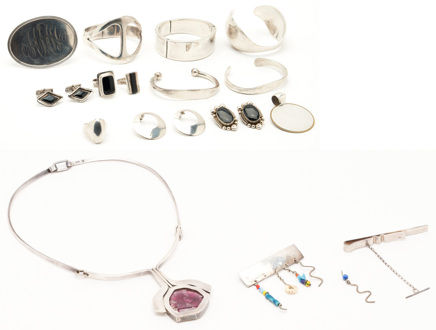 Lot 1140: Group of 16 Sterling Silver Jewelry Items, incl. Pineda