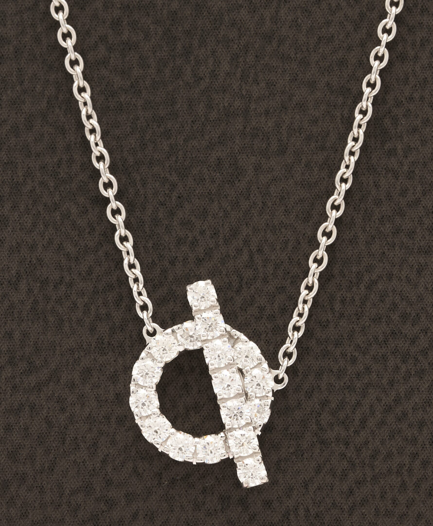 Lot 1142: Hermes 18K White Gold & Diamond Finesse Pendant, .54 Carat