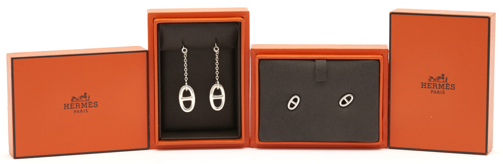 Lot 1149: 2 Pairs Hermes Chaine D'Ancre Sterling Earrings