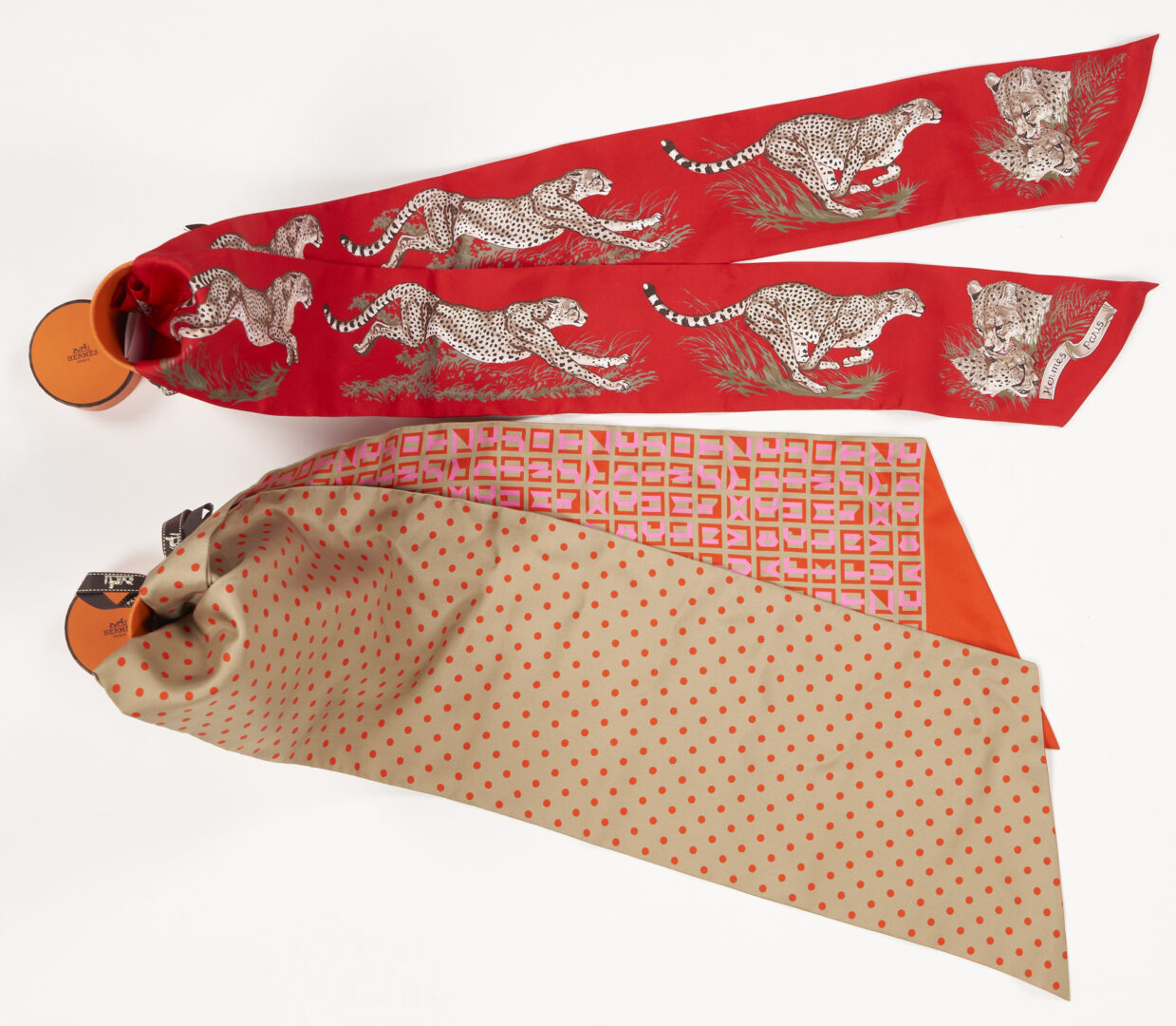 Lot 1159: 2 Hermes Silk Maxi-Twilly Scarves