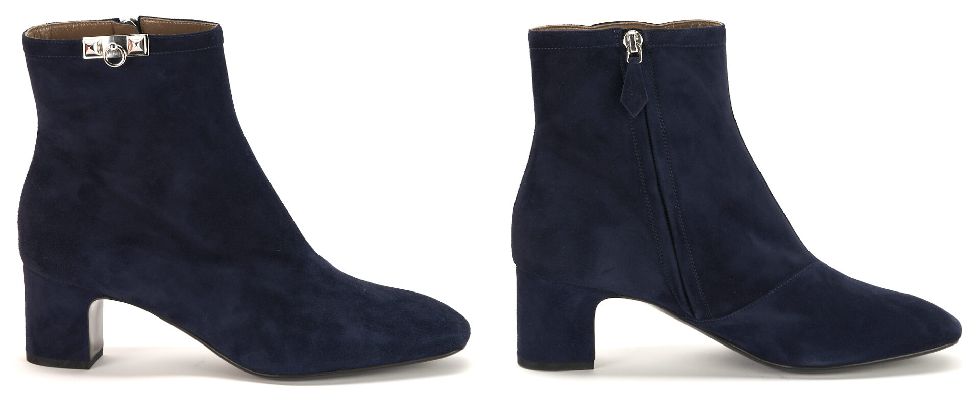 Lot 1169: 3 Pairs of Hermes Ankle Boots, incl. Leather Sock, Blue Suede Saint Germain, Brown Suede