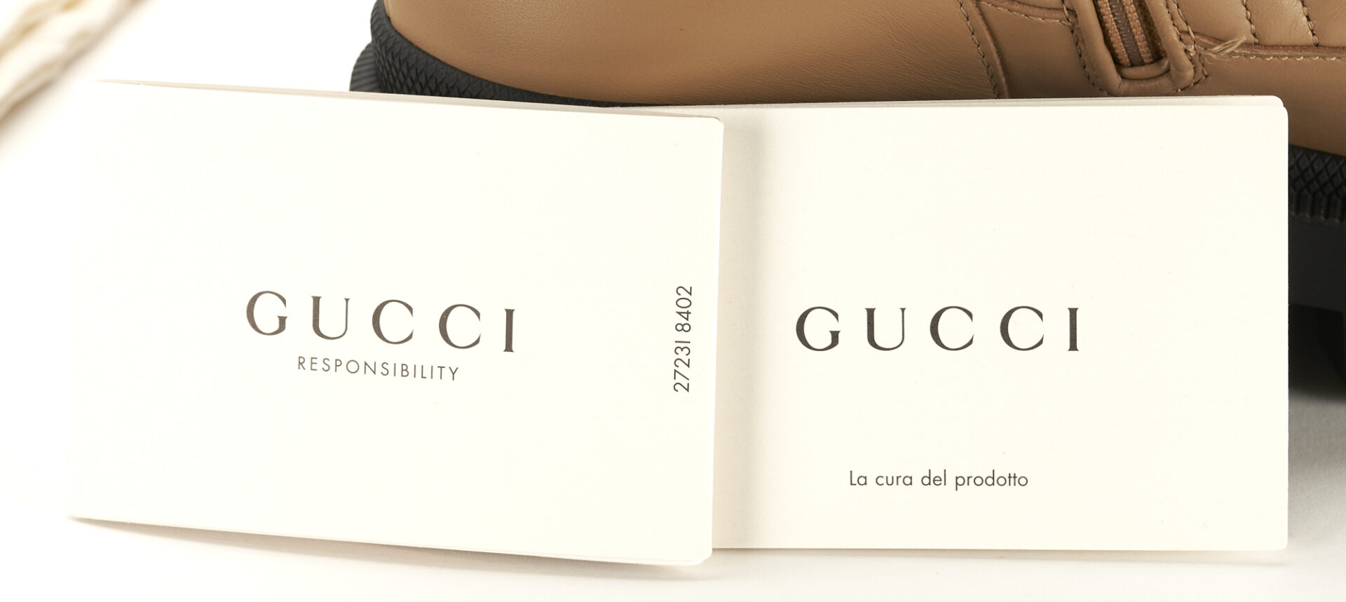 Lot 1177: Gucci Frances Tan Combat Boots, GG Matelasse
