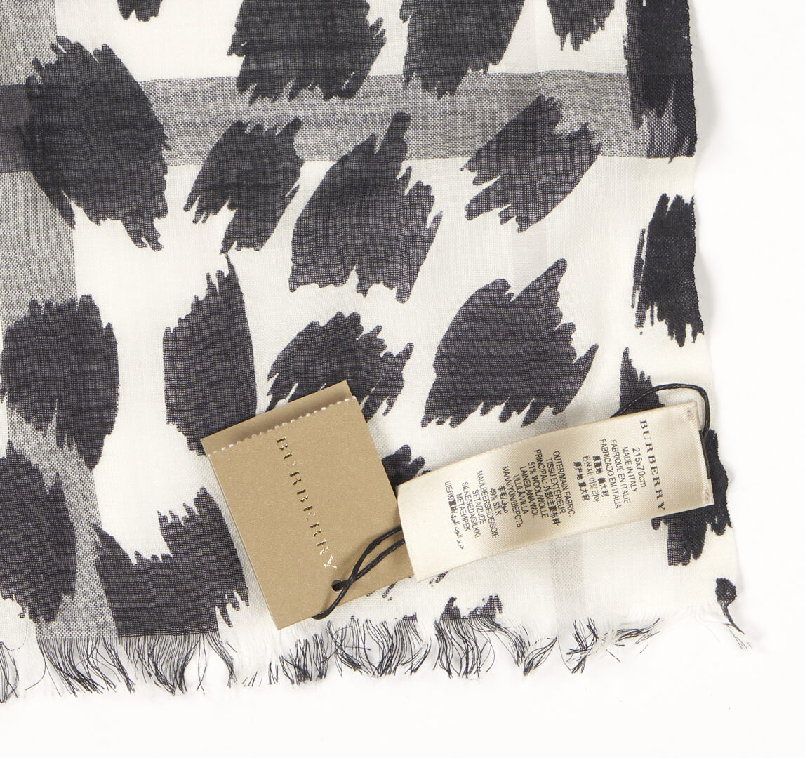 Lot 1186: 5 Burberry Throw & Scarves, incl. Monogram, Icon Stripe, Henry Moore