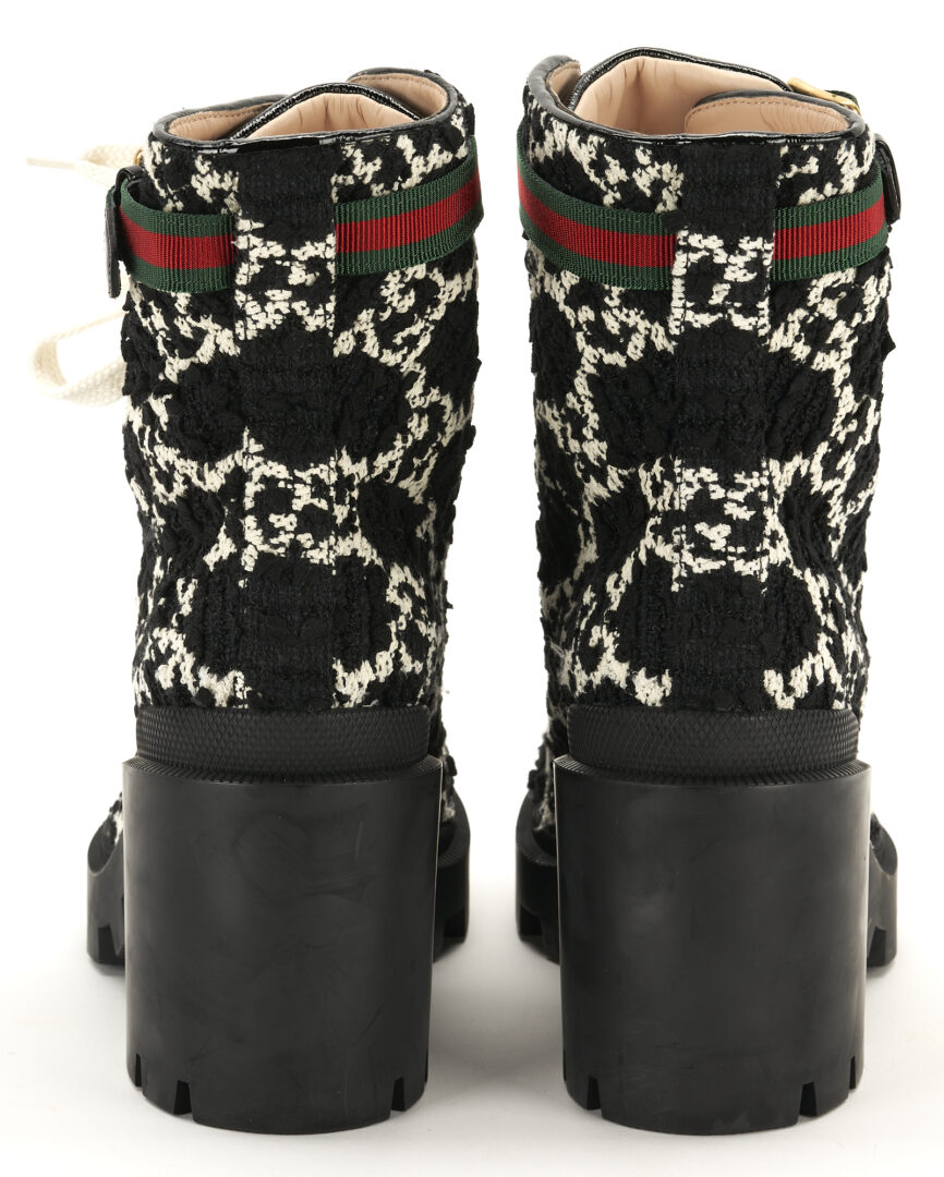 Lot 1221: Gucci GG Tweed Combat Boots