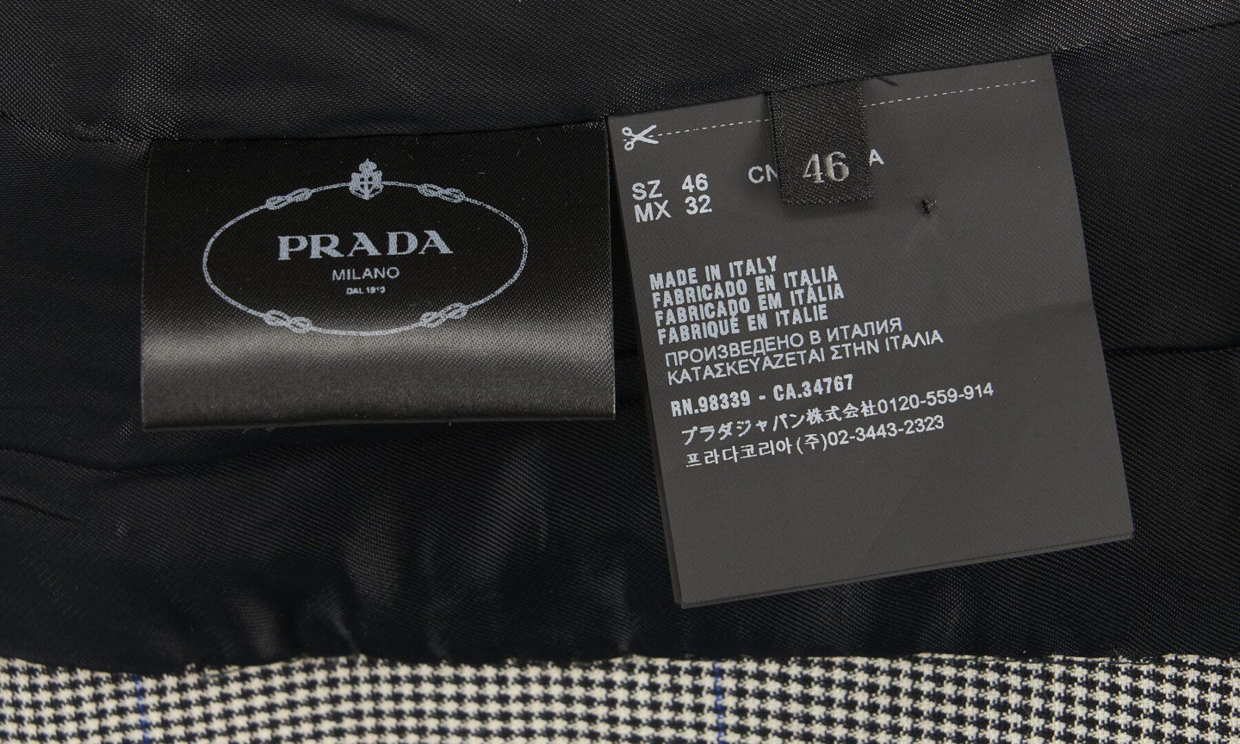 Lot 1248: Prada Navy Check Blazer & Pants Set