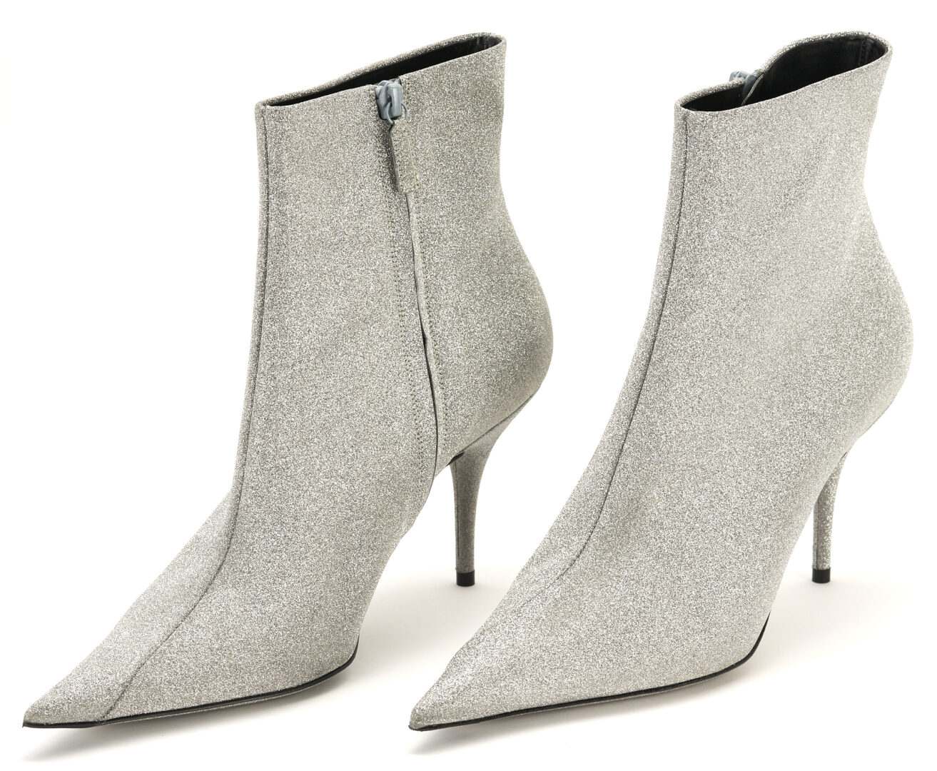 Lot 1254: 2 Prs. Designer Boots, incl. Knit Salvatore Ferragamo & Silver Glitter Balenciaga