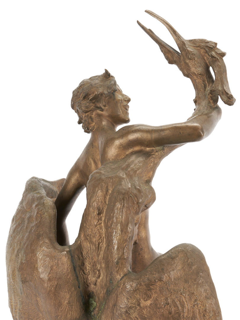 Lot 131: Frederick MacMonnies Bronze Sculpture, Young Faun w/ Heron