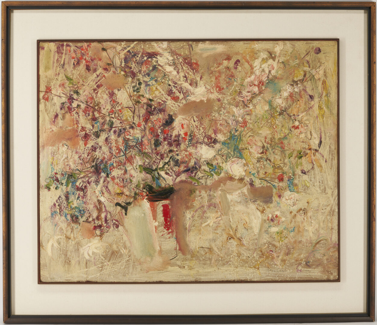 Lot 137: Large Sterling Strauser O/B Painting, Floral Still Life, 1972