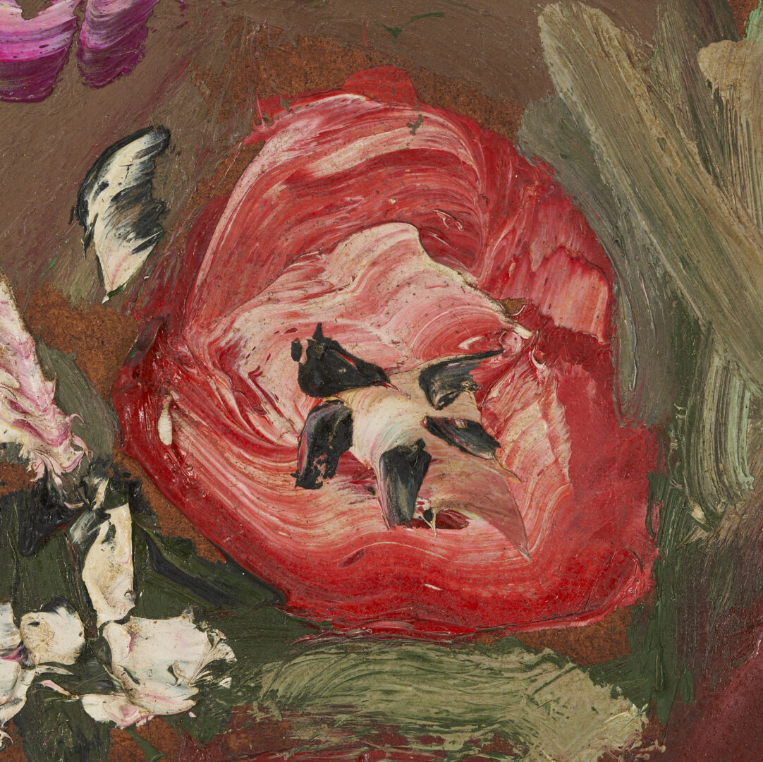 Lot 138: Sterling Strauser O/B Painting, Still Life with Red Flowers, 1973