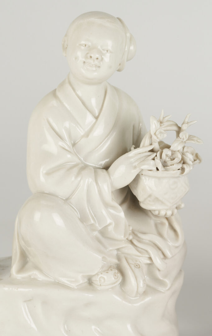 Lot 13: 3 Chinese Porcelain Figures, Polychrome and Blanc De Chine