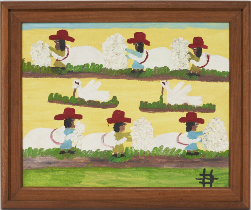 Lot 146: Clementine Hunter Painting, Picking Cotton