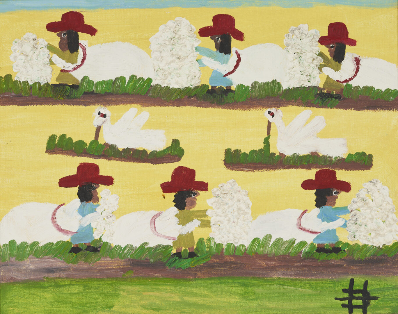 Lot 146: Clementine Hunter Painting, Picking Cotton
