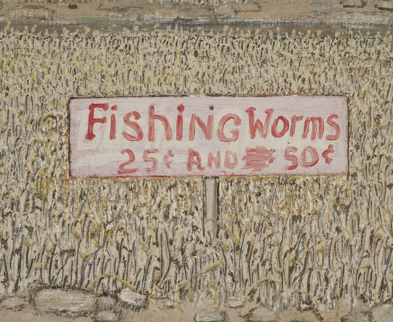 Lot 155: Bill Sawyer Oil on Board Painting, "Fishing Worms"