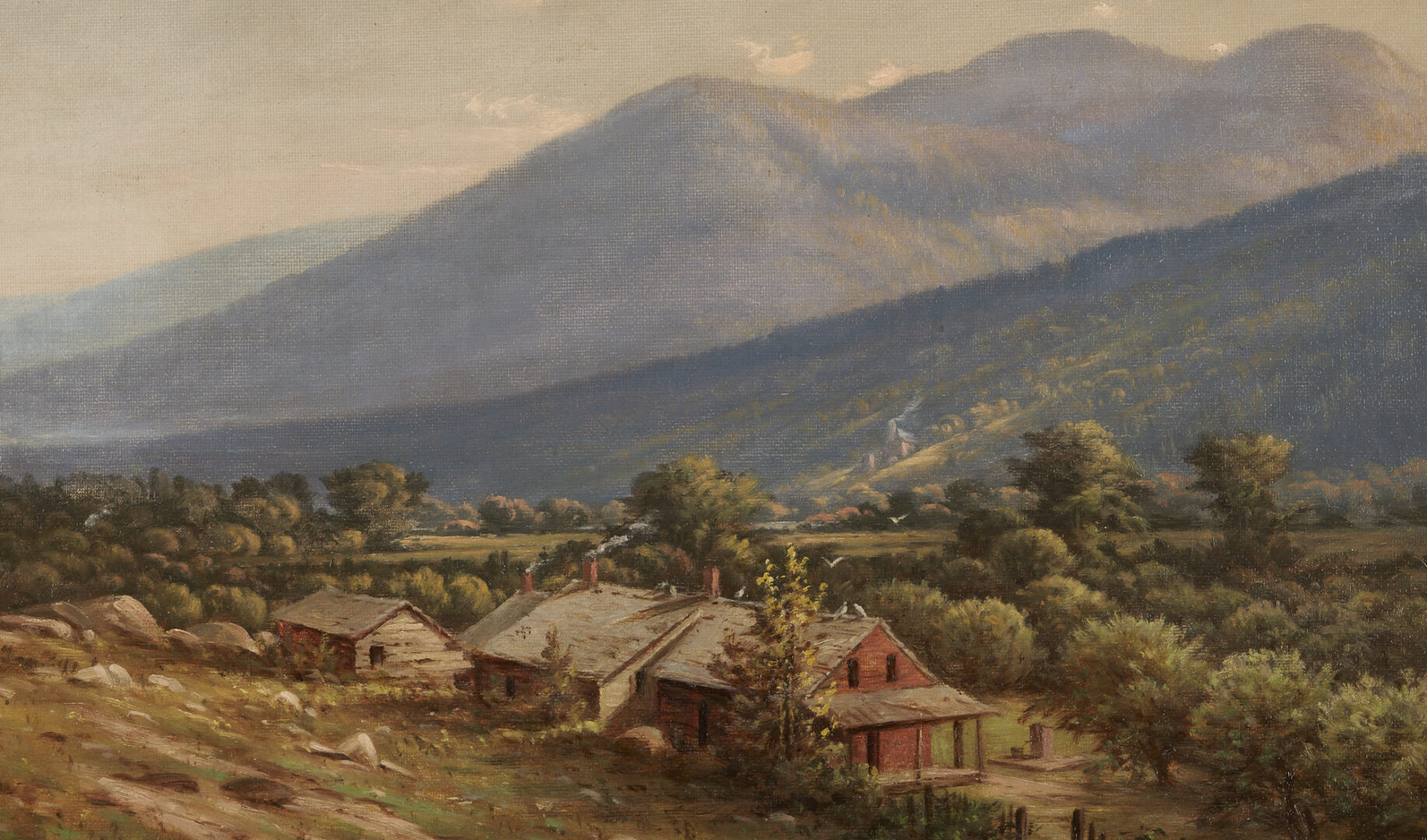 Lot 164: Thomas Campbell O/C Mountain Painting w/ Farmhouse, Poss. East, TN