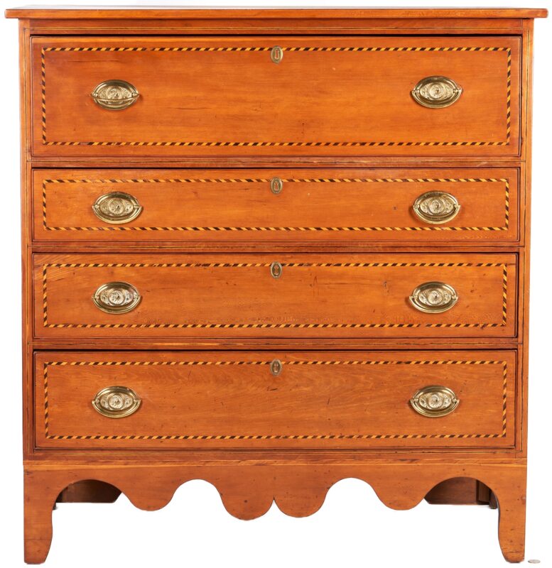 Lot 177: East Tennessee Federal Cherry Inlaid Chest of Drawers