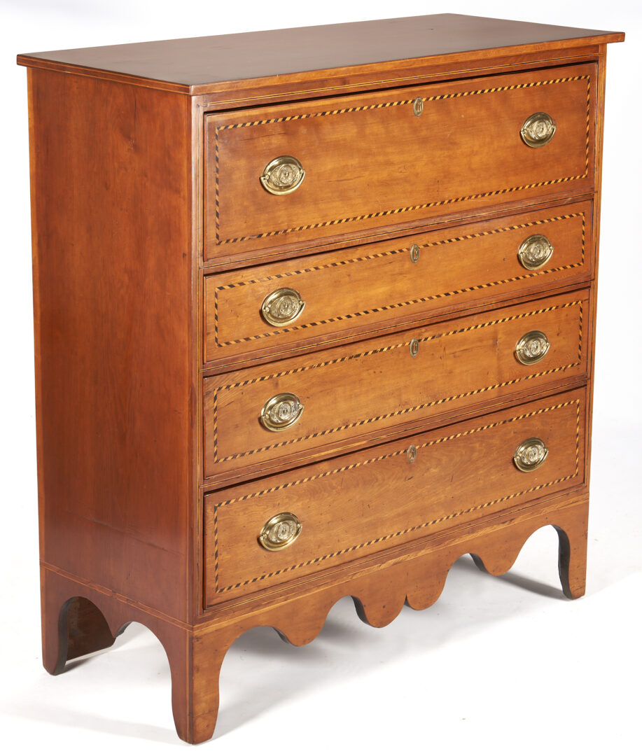 Lot 177: East Tennessee Federal Cherry Inlaid Chest of Drawers