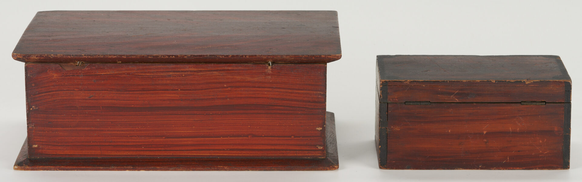Lot 190: 3 American Folk Art Grain Painted Boxes, incl. Initialed Document Box