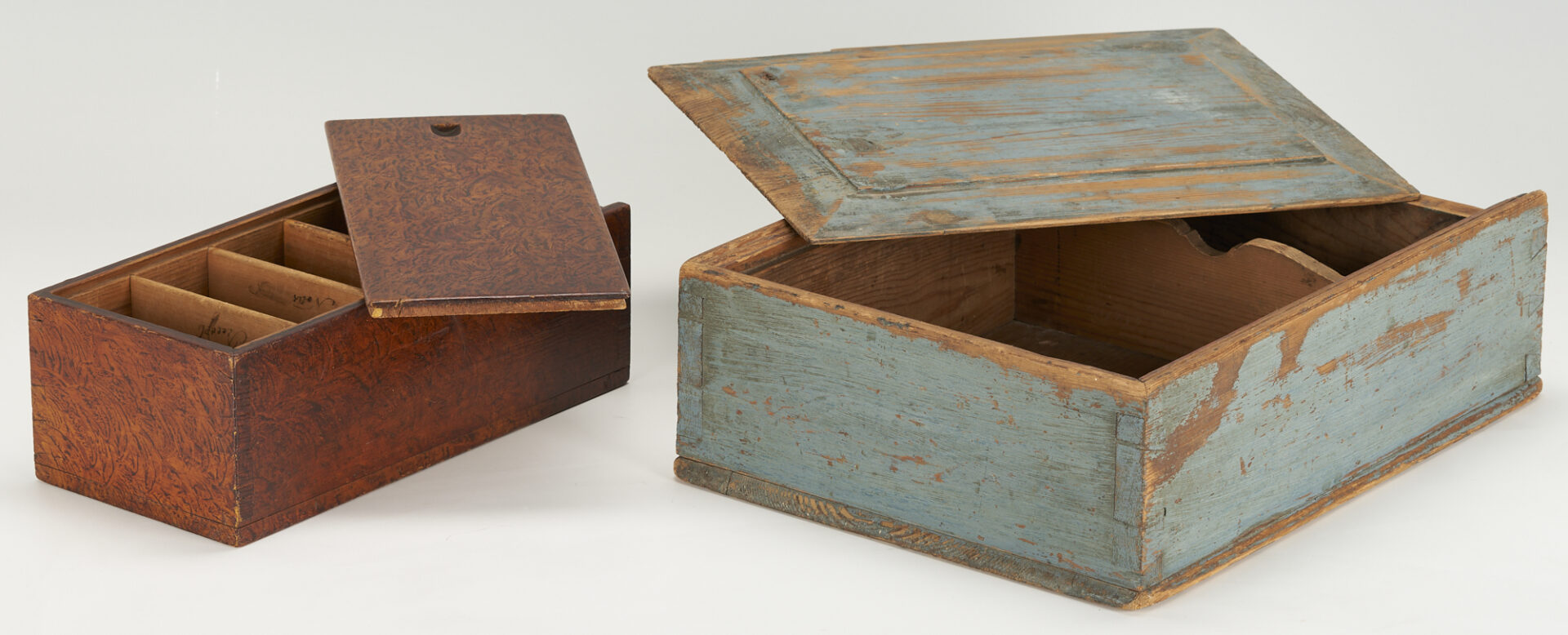 Lot 191: 4 American Folk Art Boxes, incl. Candle & Document Boxes