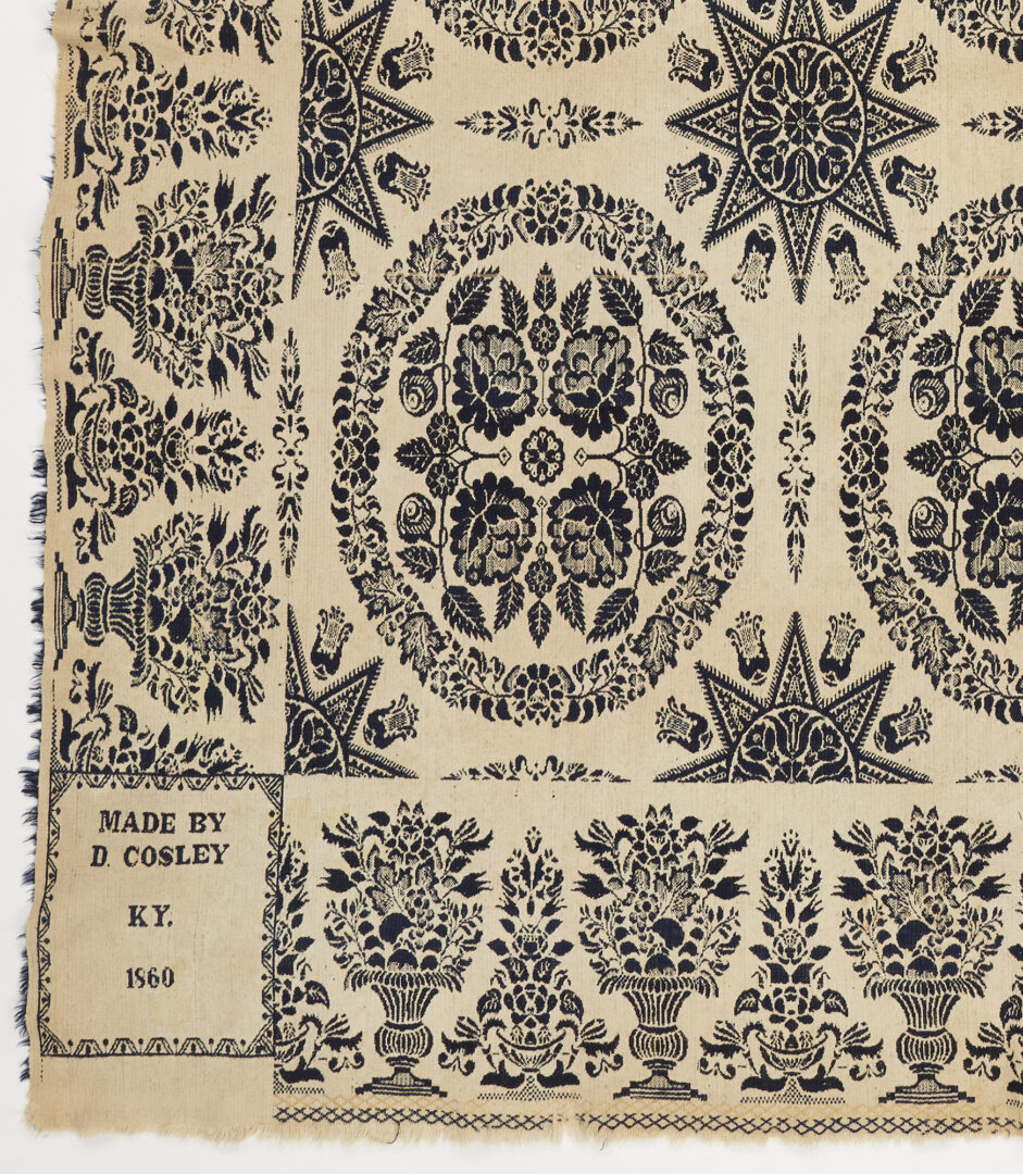 Lot 199: Kentucky Jacquard Coverlet by Dennis Cosley, 1860