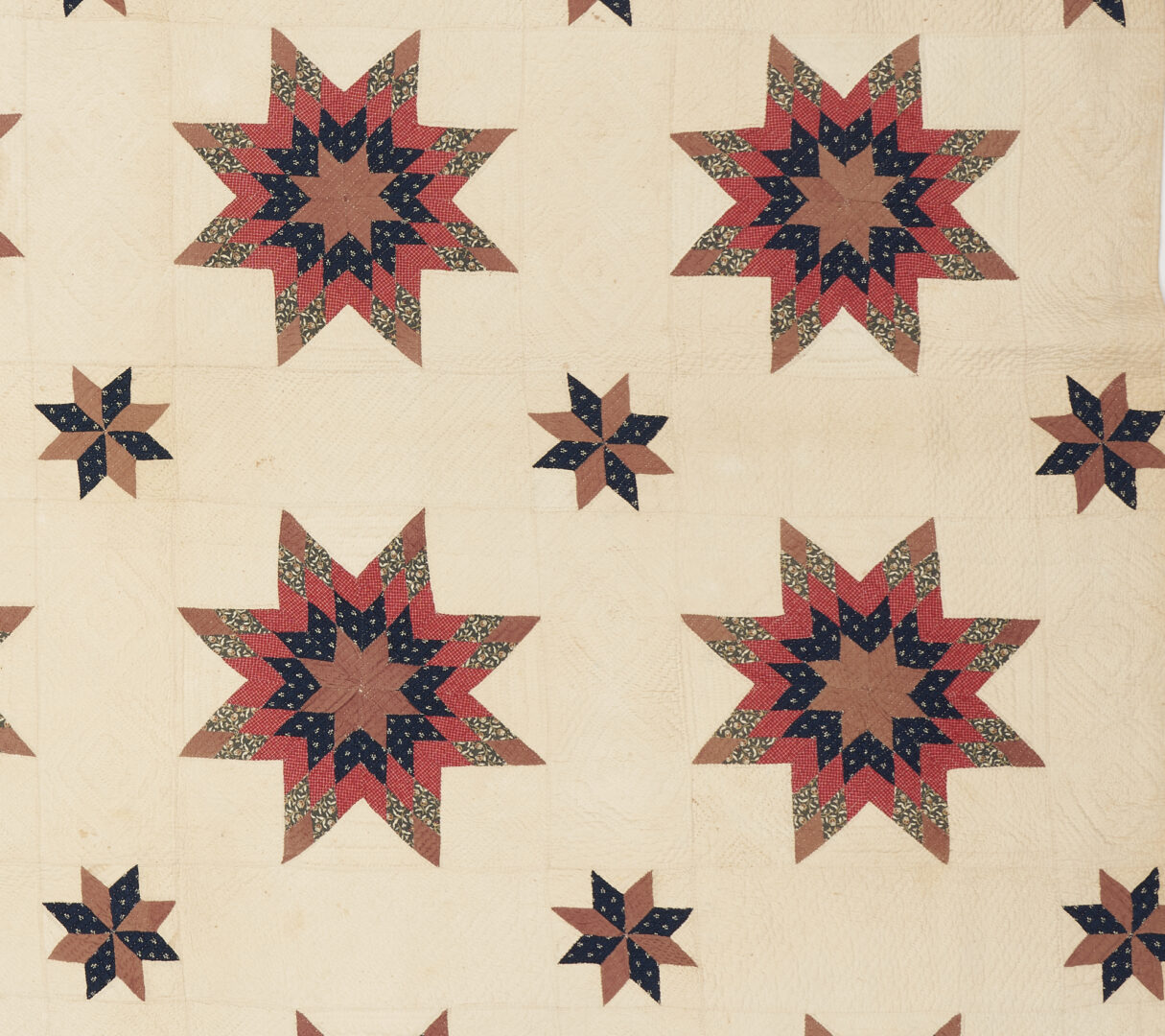 Lot 200: East TN Pieced Quilt, Blazing Star Pattern, Circa 1880
