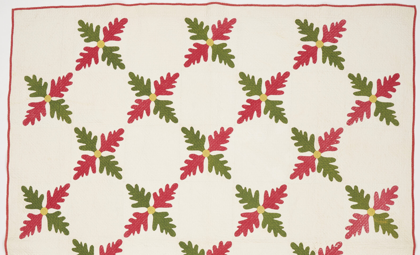 Lot 202: Southern Applique Quilt, Oak Leaf Pattern Variant, Circa 1850's