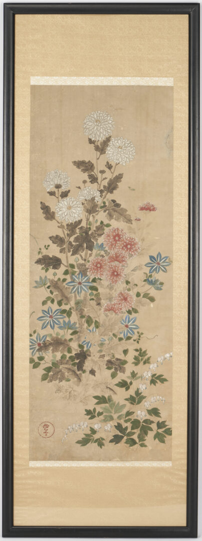 Lot 20: Pair of Framed Japanese Scroll Paintings, Summer and Spring