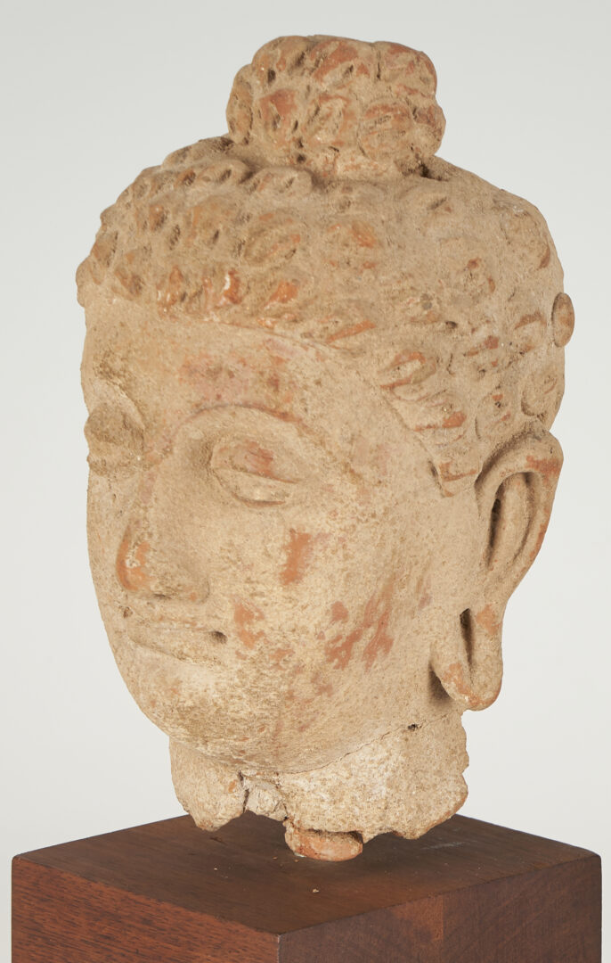 Lot 21: 2 Asian Archaistic Ghandaran Style Buddha Head Sculptures