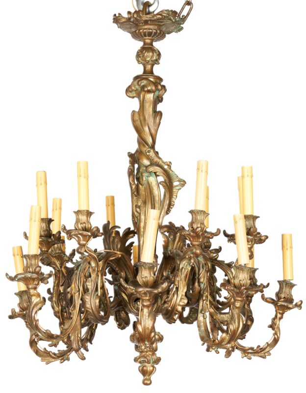 Lot 223: French Rococo-Style 15-Light Gilt Bronze Chandelier, 19th Century