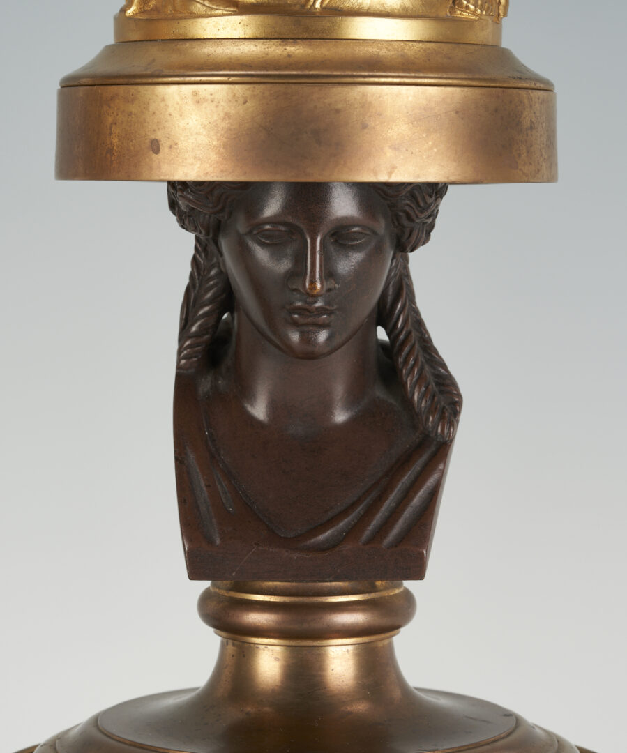 Lot 224: Pair Neoclassical Parcel Gilt Bronze Lamps, Barbedienne