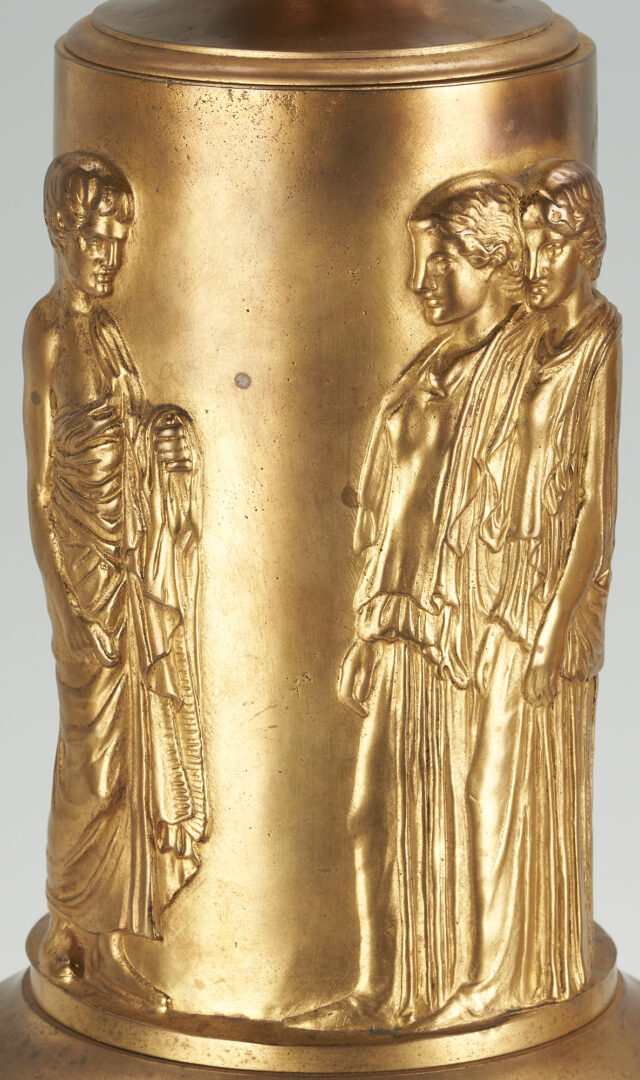 Lot 224: Pair Neoclassical Parcel Gilt Bronze Lamps, Barbedienne