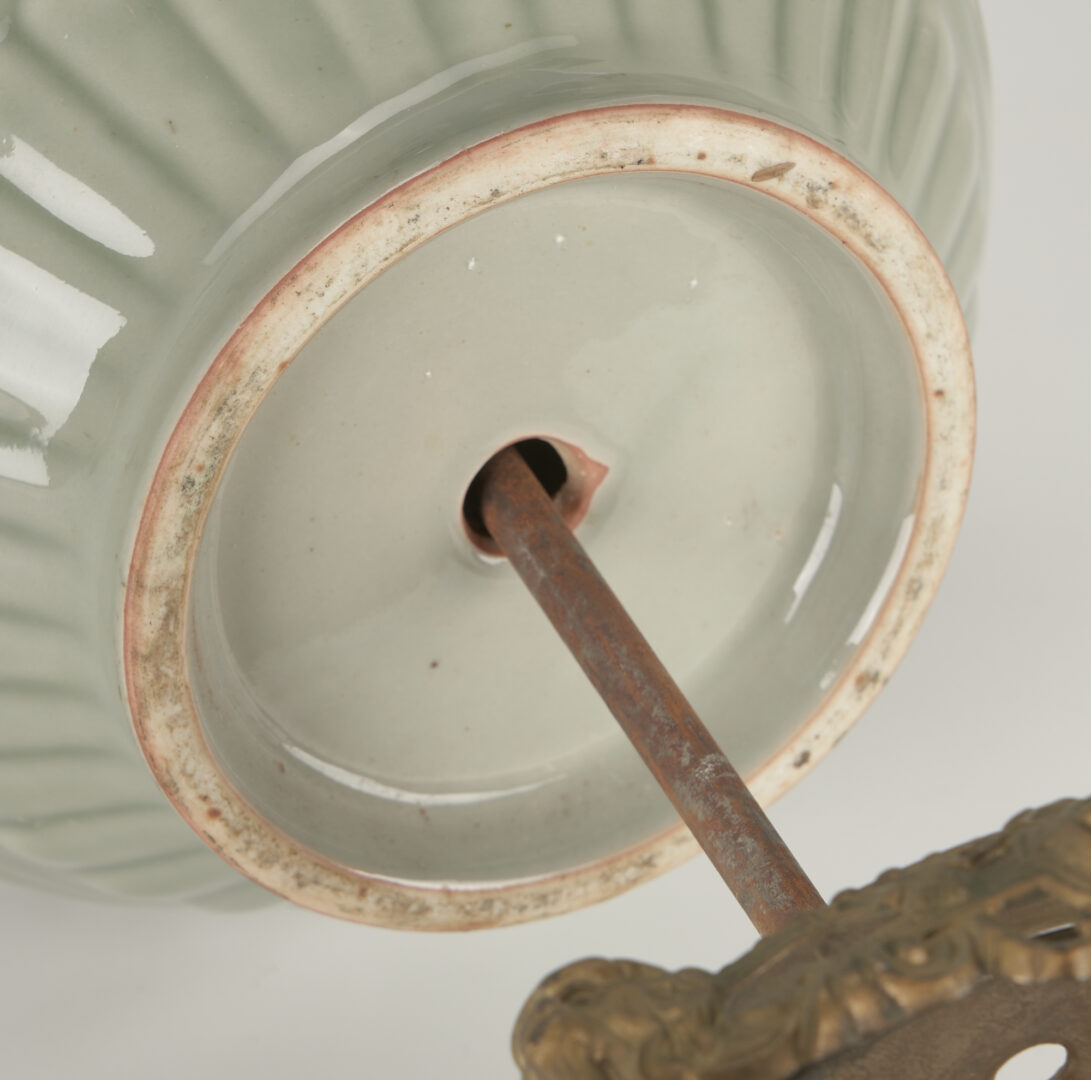 Lot 227: 2 Chinese Lamps, Celadon Porcelain & Bronze Urn