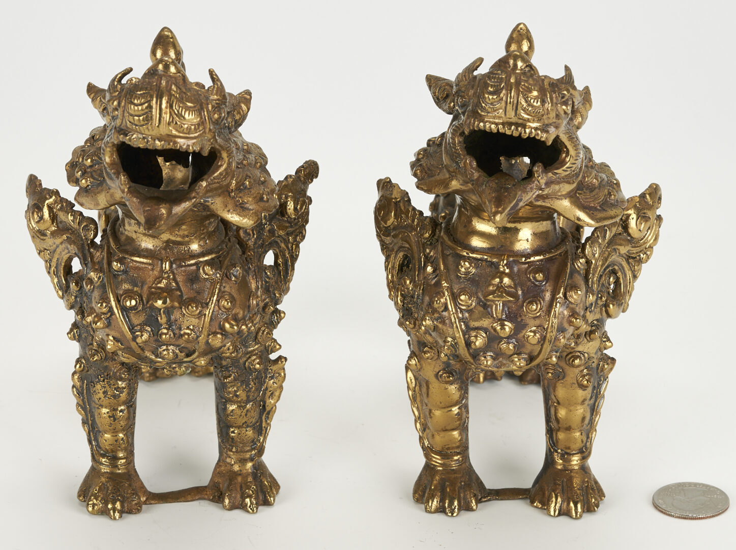 Lot 230: Pair Chinese Bronze Foo Lions