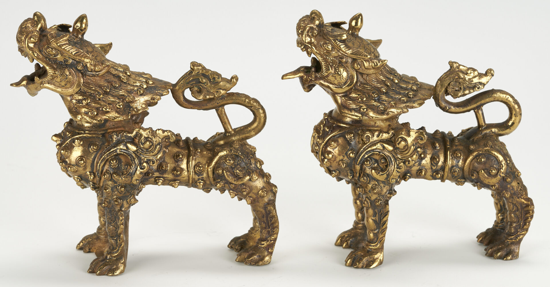 Lot 230: Pair Chinese Bronze Foo Lions