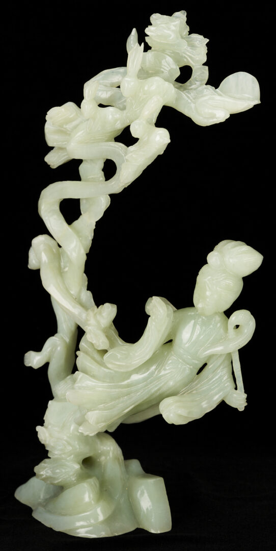 Lot 231: Large Chinese Figural Jade Carving of Moon Goddess, w/ Box